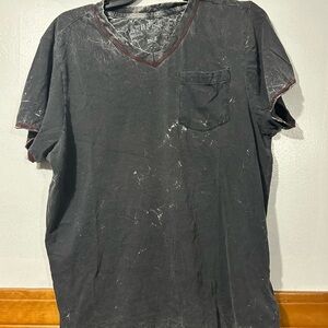Women’s surplus distresses Black V-Neck Pocket T-Shirt